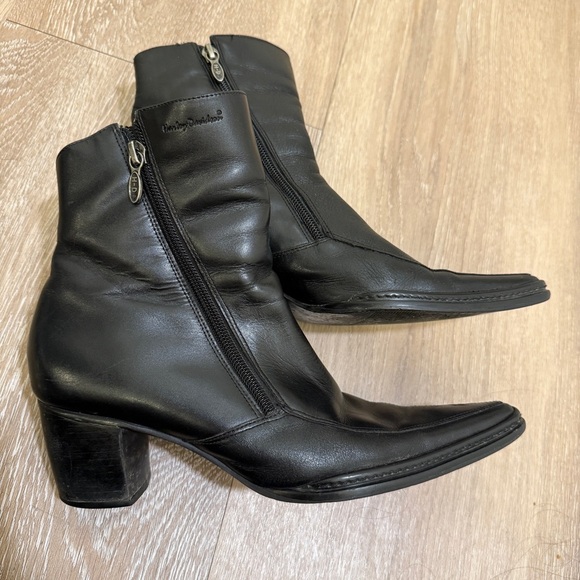 HARLEY-DAVIDSON Women's Leather NATALYA Biker Black Boots POINTED TOE Sz 6.5 - Picture 1 of 10